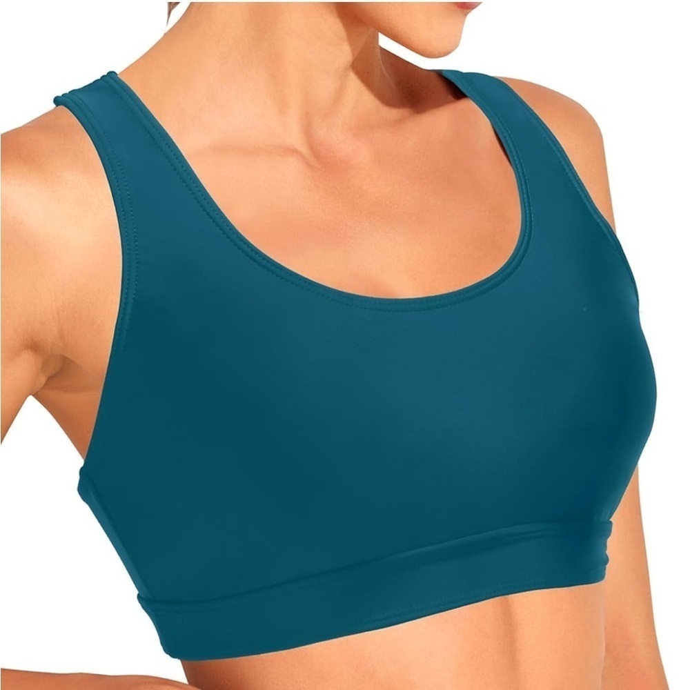NWT Holipick Women Sports Bra Bikini Top Scoop Neck Swim Criss Cross size L A98